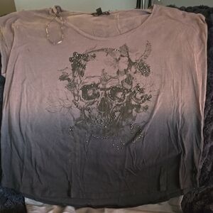 Rock & Republic Purple Skull Graphic Tee